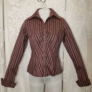 Charlotte Russe buttonup striped stretch top